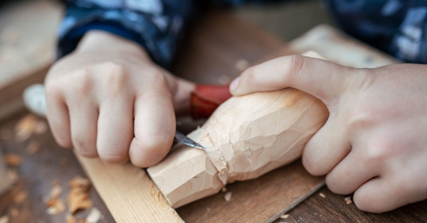 Children wood carving