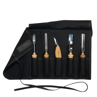 Canvas Case For Carving Tools, 5 Chisels